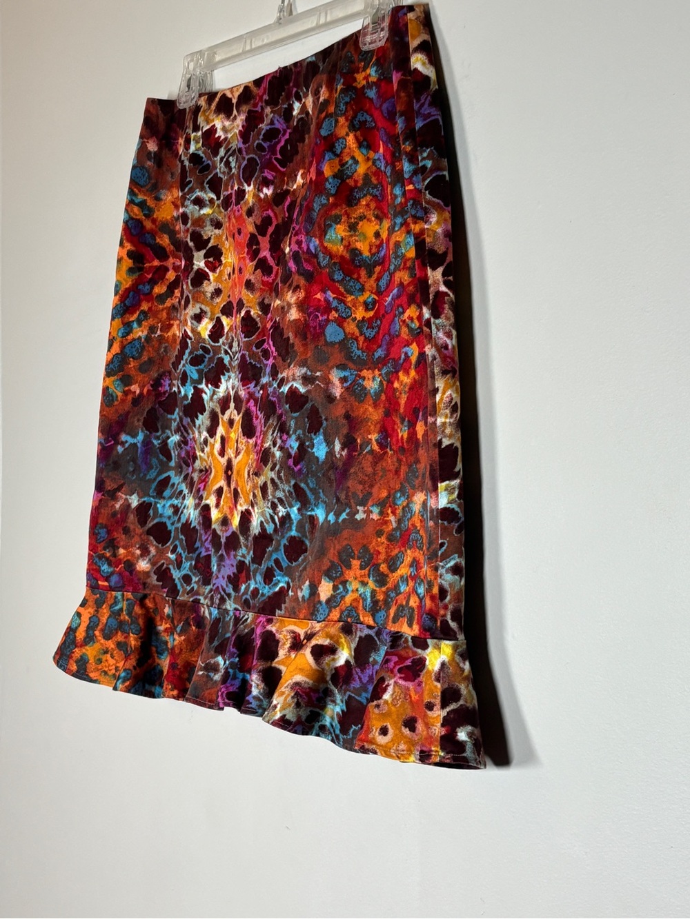 Handmade Kaleidoscope Ice Dye Skirt with Ruffle Hem - Picture 2 of 6